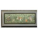 Asian Hunting Scene Hand Painted on Fabric