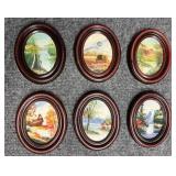 6/PC Miniature Oval Original Oil Paintings