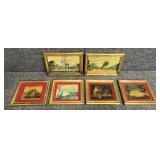 6/PC Small Vintage Paintings & Prints