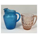 Colored Glass Pitchers/ 2 pc