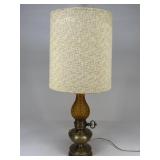 Amber Hobnail Glass & Brass Tone Lamp