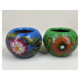 Hand Painted Terracotta Planters / 2 pc