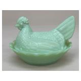 Jade Hen In Basket Dish