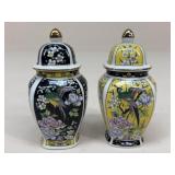 Hand Painted Porcelain Temple Jars|2 pc