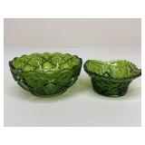 L.E. Smith Heritage Green Glass Bowl|2 pc