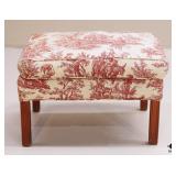 Toile Upholstered Ottoman