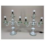 Pair of Bohemian Cut Glass Candelabra Lamps