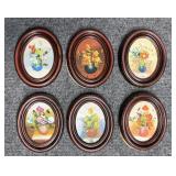 6/PC Miniature Oval Original Oil Paintings