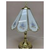 Brass Tone Lamp W/ Glass Shade