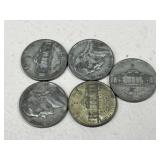 Jefferson War Nickels / 5 pc