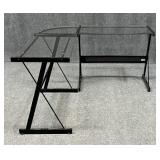 Corner Desk w/Metal Frame & Glass Top