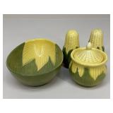 Shawnee Pottery Corn King Bowl/Shakers/Sugar Bowl