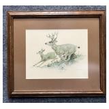 Vintage Running Deer Print
