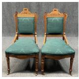 Pair of Antique Dining Chairs on Casters