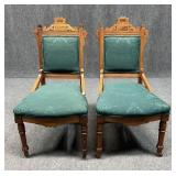 Pair of Antique Dining Chairs on Casters