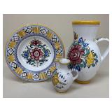 Talavera Style Creamer, Plate & Pitcher|3 pc
