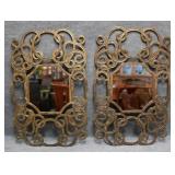 2/PC Scalloped Metal Framed Mirrors
