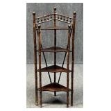Antique Bamboo Tiered Corner Shelf