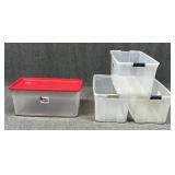 Four Large Sterilite 200 Qt Containers