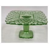 L.E.Smith Green Glass Cake Stand
