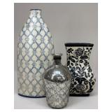 Ceramic & Glass Vase Assortment|3 pc