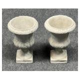 Pair of Small Concrete Garden Urn Style Planters