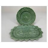 Bordallo Pinheiro Rabbit Green Ceramic Plates|2 pc