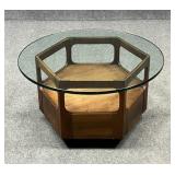 Brown Saltman Hexagonal Wood Coffee Table