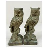 Pair Of Plaster Owl Statues