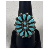 Sz 7.5 Vintage B. Natewa Turquoise Ring