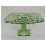 L.E. Smith Green Glass Cake Stand