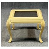 Wood Side Table w / Smoked Glass