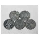 Jefferson War Nickels / 5 pc