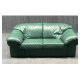 Leather Center Green Leather Loveseat