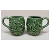 Bordallo Pinheiro Rabbit Green Ceramic Mugs|2 pc