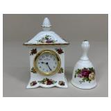 Royal Albert Old Country Roses Bell & Mantle Clock