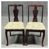 Queen Anne Style Dining Chairs w / Floral Seat