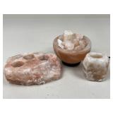 Pink Salt Lamp & Candle Holders