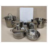 Steamer Pot Assortment & Large Cutting Board|7 pc