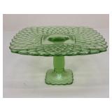 L.E. Smith Green Glass Cake Stand