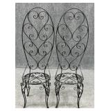 Pair of High Back Metal Patio Chairs