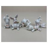 Vintage Fitz & Floyd Porcelain Rabbit Figures|5 pc