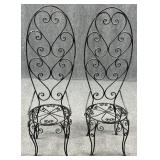 Pair of High Back Metal Patio Chairs