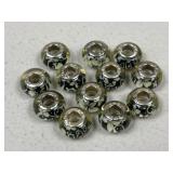 Acrylic & Sterling Silver Beads / 12 pc
