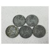 Jefferson War Nickels / 5 pc