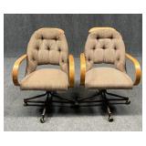 Pair of Wood & Metal Rolling Office Chairs
