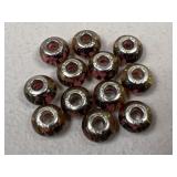 Lamp Work Acrylic & Sterling Silver Beads / 12 pc