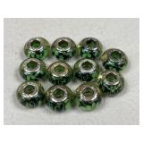 Acrylic & Sterling Silver Beads / 12 pc