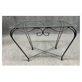 Metal Side Table w / Glass Top