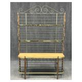 Metal & Wood Bakers Rack w/ Glass Shelves